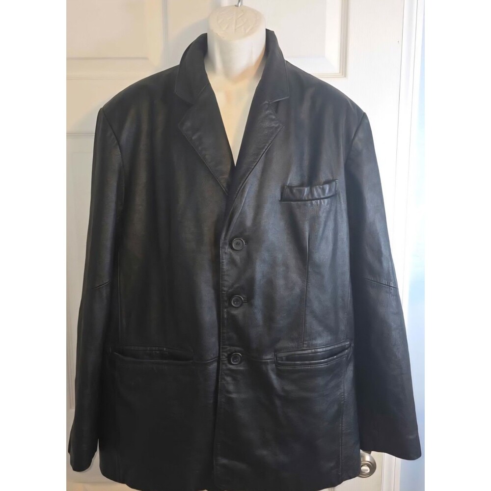 Vintage Leather Jacket Wilsons Mens Size Large Classic Button Old Money Pockets